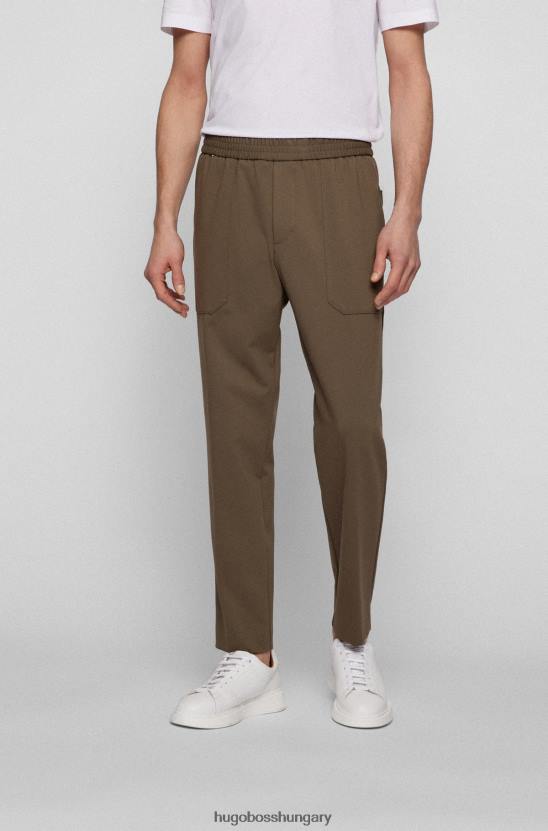 Hugo Boss barna szűkülő szabású nadrág sztreccs dzsörzé hugo-ból 80P62075 barna