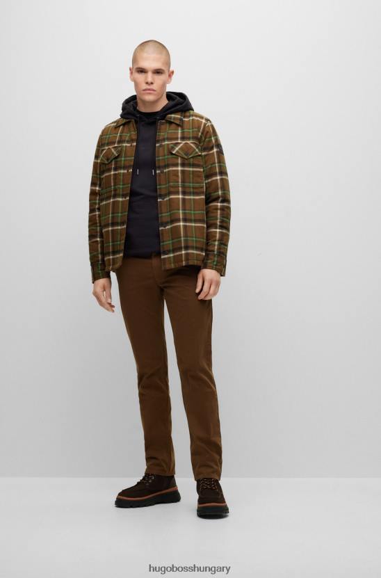 Hugo Boss barna vékony szabású nadrág sztreccs pamut szatén hugo anyagból 80P6952 barna