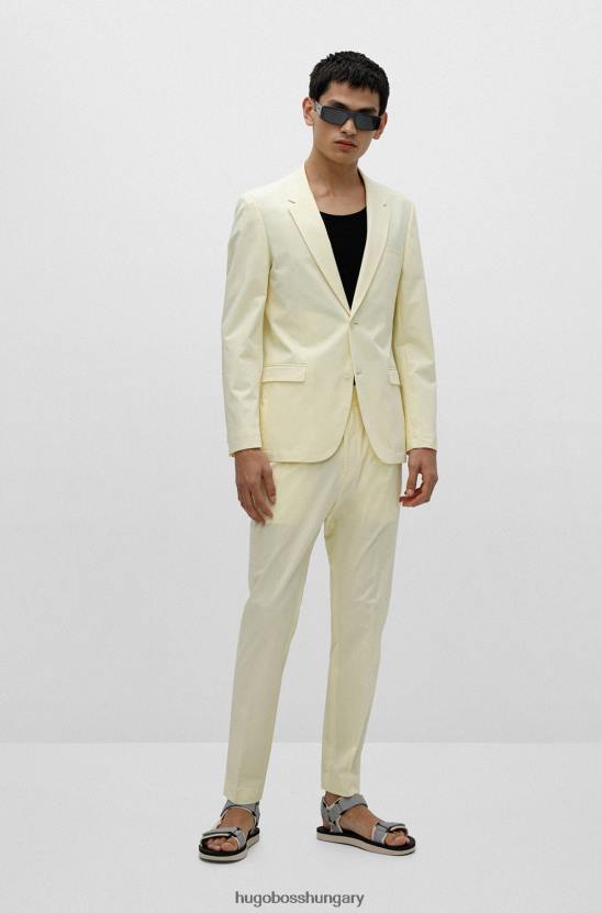 Hugo Boss extra vékony szabású nadrág szuper-flex stretch pamut világossárga hugo anyagból 80P64080 halványsárga