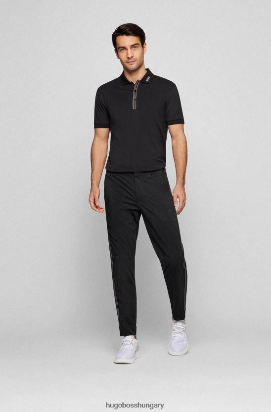Hugo Boss fekete hugo pamutkeverék vékony szabású nadrág oldalvarrás szalaggal 80P62740 fekete