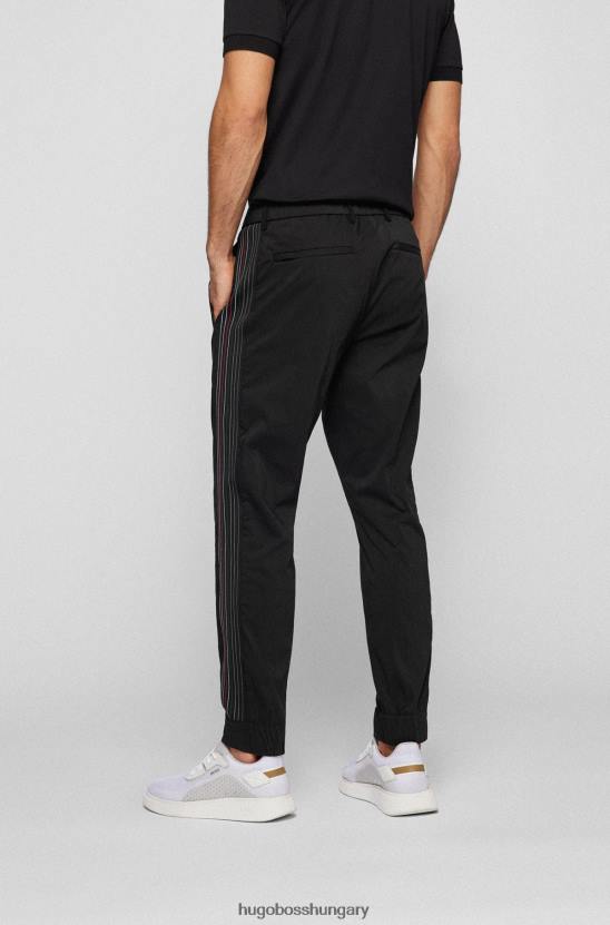 Hugo Boss fekete hugo pamutkeverék vékony szabású nadrág oldalvarrás szalaggal 80P62740 fekete