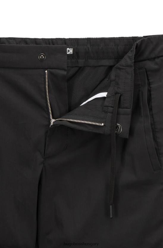 Hugo Boss fekete hugo pamutkeverék vékony szabású nadrág oldalvarrás szalaggal 80P62740 fekete