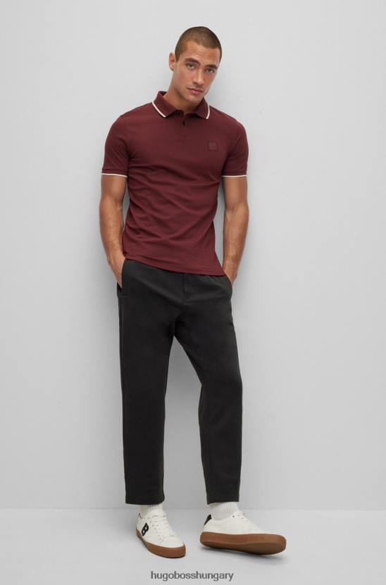 Hugo Boss fekete hugo szűkülő szabású nadrág kéttónusú pamutkeverék dzsörzéből 80P63339 fekete