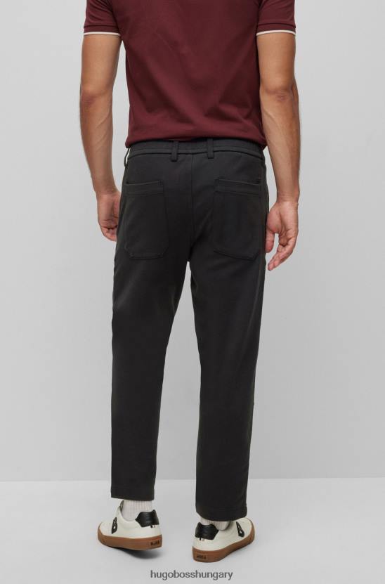 Hugo Boss fekete hugo szűkülő szabású nadrág kéttónusú pamutkeverék dzsörzéből 80P63339 fekete