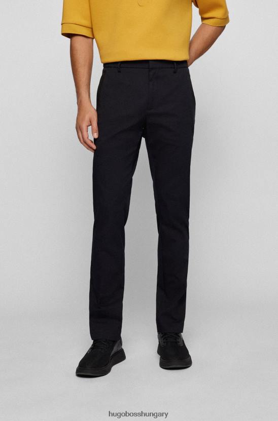 Hugo Boss fekete hugo vékony szabású nadrág pamut keverékből 80P62756 fekete