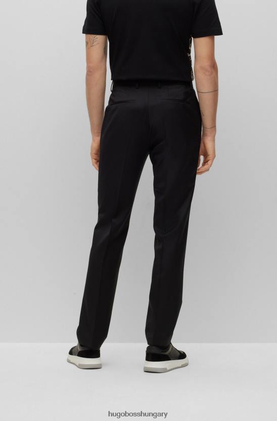 Hugo Boss fekete normál szabású nadrág szűz gyapjúból serge hugo 80P62008 fekete