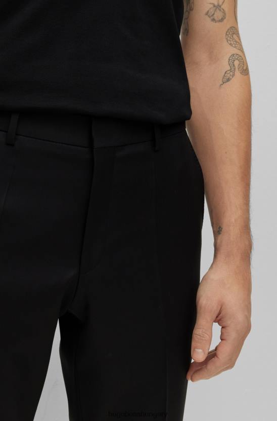 Hugo Boss fekete normál szabású nadrág szűz gyapjúból serge hugo 80P62008 fekete