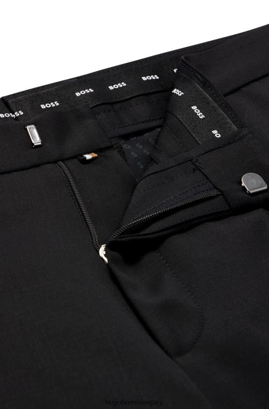 Hugo Boss fekete normál szabású nadrág szűz gyapjúból serge hugo 80P62008 fekete