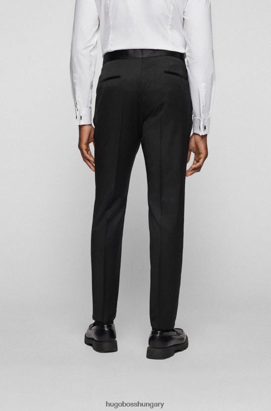 Hugo Boss fekete vékony szabású szmoking nadrág szűz gyapjúból serge hugo 80P62027 fekete