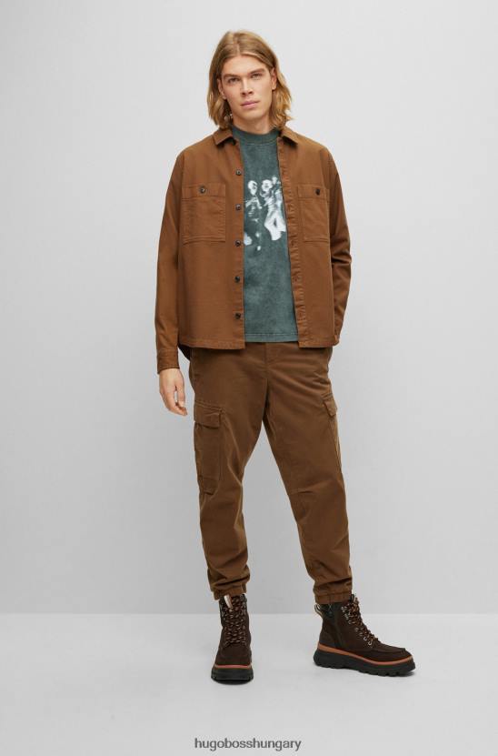 Hugo Boss hugo barna laza szabású tehernadrág sztreccs pamutból 80P6949 barna