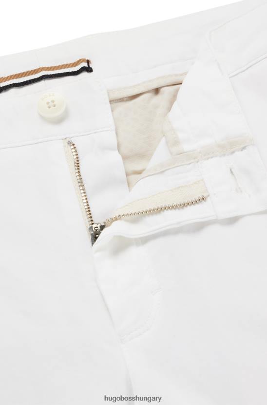 Hugo Boss hugo fehér vékony szabású nadrág sztreccs pamutból, jellegzetes csíkkal 80P64512 fehér