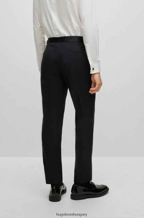 Hugo Boss hugo fekete normál szabású szmoking nadrág gyapjúkeverék vászonból 80P64371 fekete
