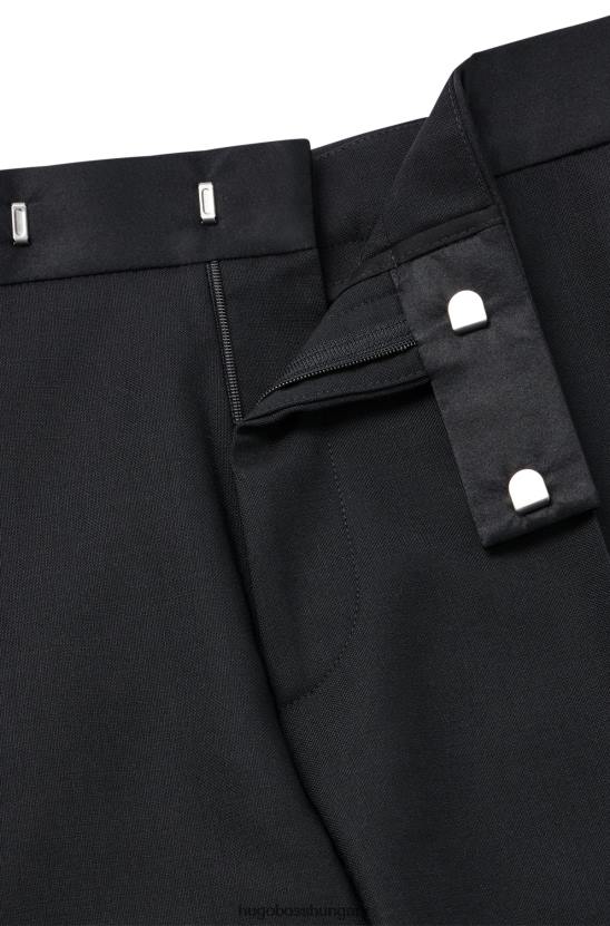 Hugo Boss hugo fekete normál szabású szmoking nadrág gyapjúkeverék vászonból 80P64371 fekete