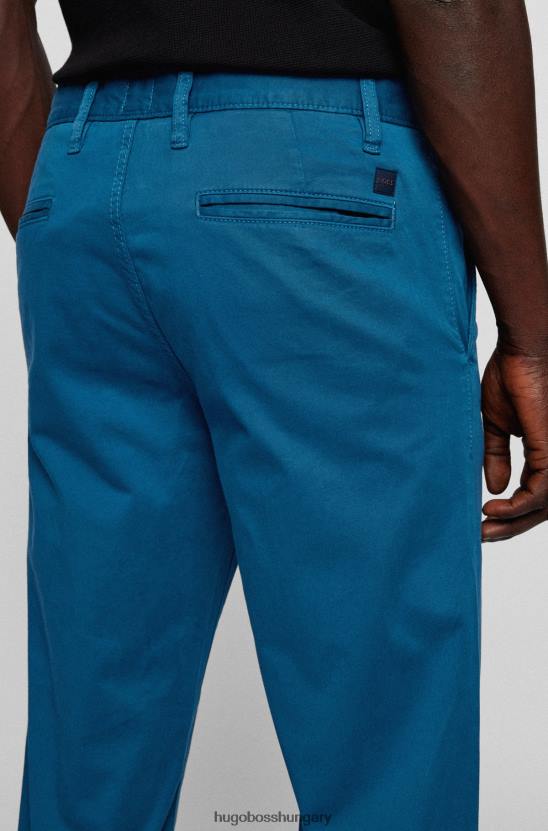 Hugo Boss hugo kék kúpos szabású chinos túlfestett sztreccs pamut szatén 80P61257 kék