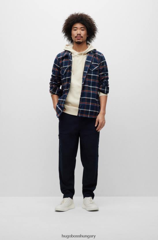 Hugo Boss hugo laza szabású cargo nadrág sztreccs pamut kordbársony sötétkék színben 80P6998 sötétkék