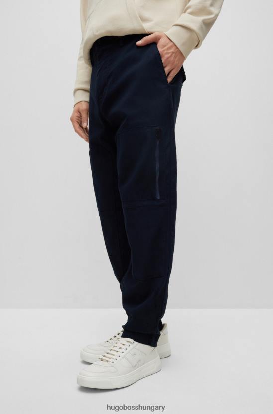 Hugo Boss hugo laza szabású cargo nadrág sztreccs pamut kordbársony sötétkék színben 80P6998 sötétkék