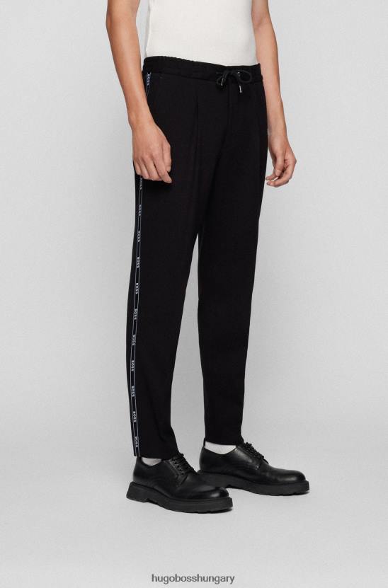 Hugo Boss hugo laza szabású nadrág, fekete logószalaggal 80P64325 fekete