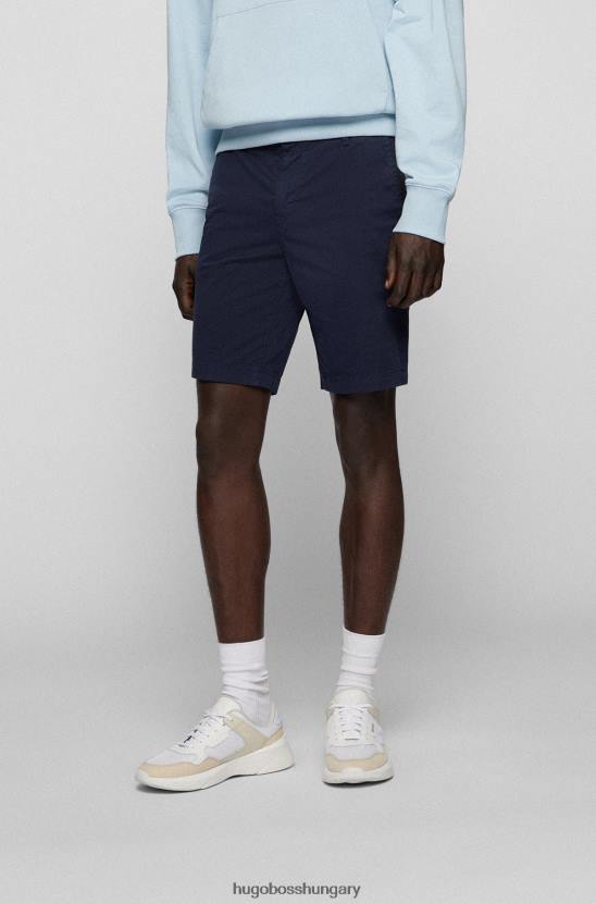 Hugo Boss hugo sötétkék vékony szabású rövidnadrág sztreccs pamut twillből 80P64581 sötétkék
