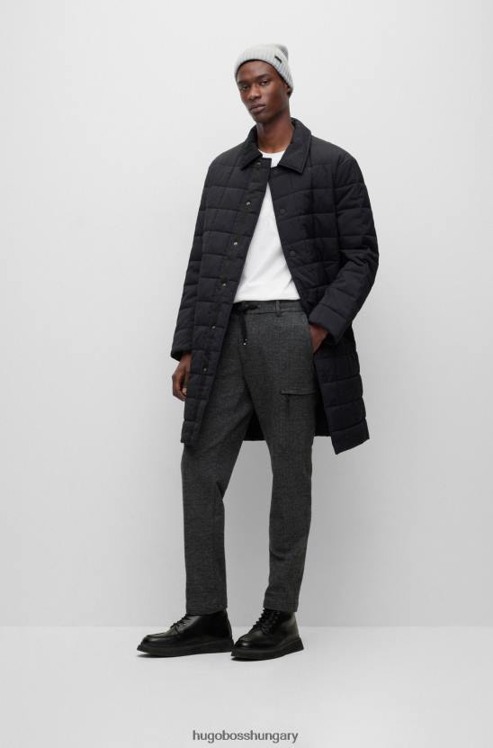 Hugo Boss hugo sötétszürke halszálkás nadrág sztreccs anyagból készült zsebekkel 80P63942 sötétszürke