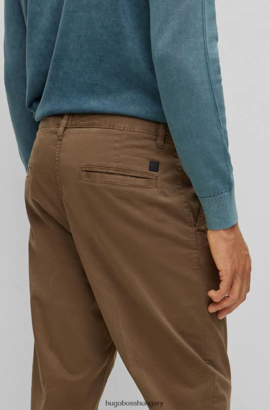 Hugo Boss hugo sötétzöld szűkülő szabású nadrág sztreccs pamut szatén anyagból 80P62893 sötétzöld