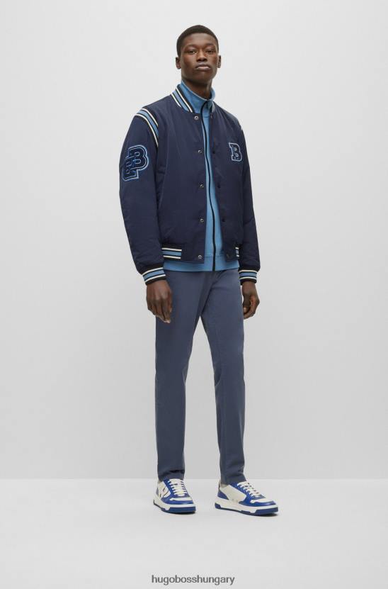 Hugo Boss hugo szűkülő szabású chinos átfestett stretch-pamut szaténkék színben 80P61258 kék