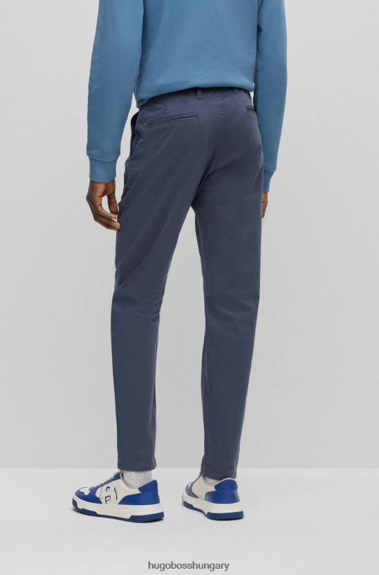 Hugo Boss hugo szűkülő szabású chinos átfestett stretch-pamut szaténkék színben 80P61258 kék