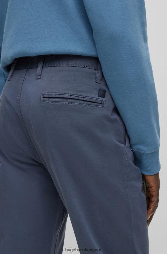 Hugo Boss hugo szűkülő szabású chinos átfestett stretch-pamut szaténkék színben 80P61258 kék