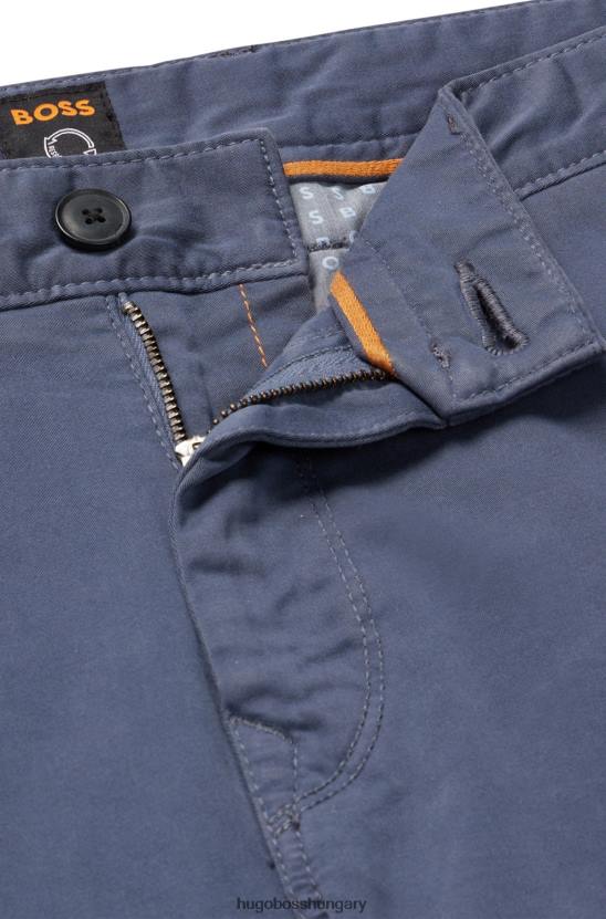 Hugo Boss hugo szűkülő szabású chinos átfestett stretch-pamut szaténkék színben 80P61258 kék