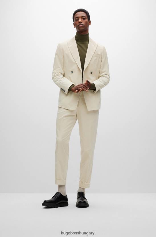 Hugo Boss hugo szűkülő szabású nadrág fehér sztreccs pamut kordbársonyból 80P62801 fehér