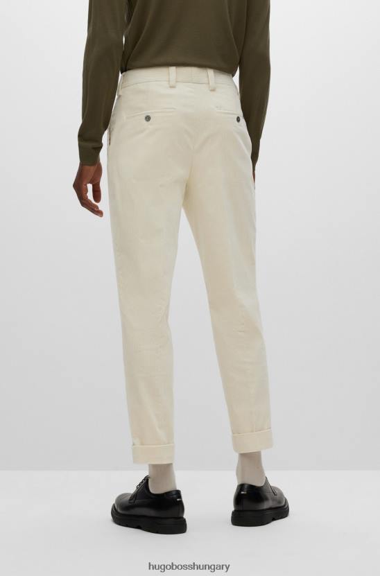 Hugo Boss hugo szűkülő szabású nadrág fehér sztreccs pamut kordbársonyból 80P62801 fehér