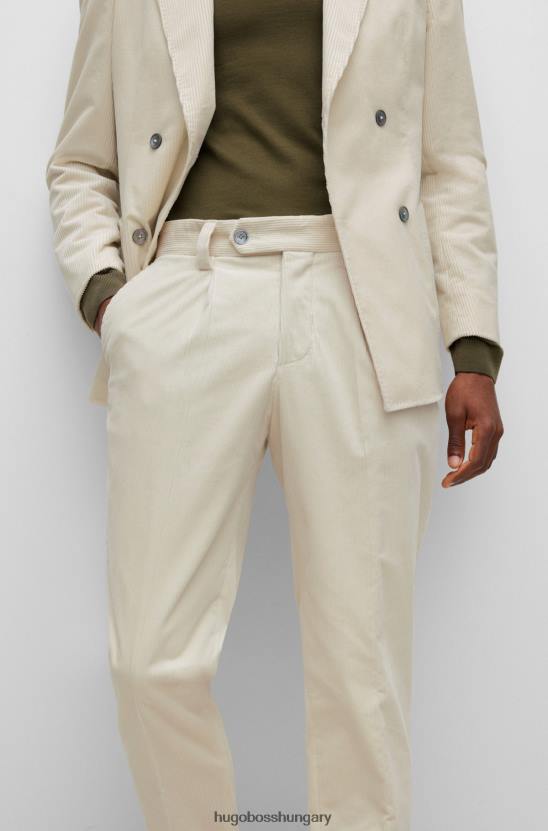 Hugo Boss hugo szűkülő szabású nadrág fehér sztreccs pamut kordbársonyból 80P62801 fehér