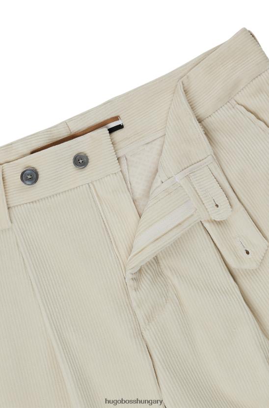Hugo Boss hugo szűkülő szabású nadrág fehér sztreccs pamut kordbársonyból 80P62801 fehér