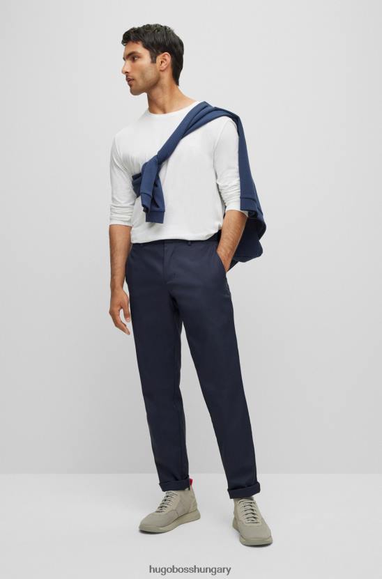 Hugo Boss hugo vékony szabású nadrág sötétkék vízlepergető twill anyagból 80P62196 sötétkék