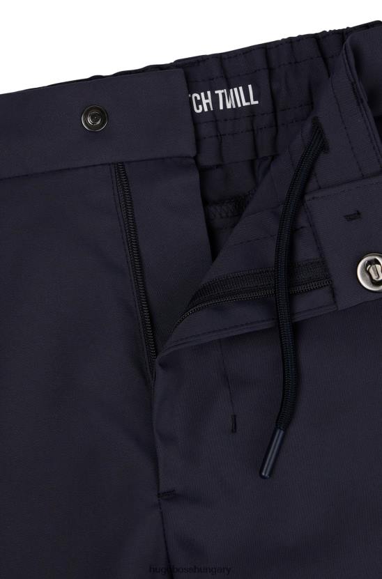 Hugo Boss hugo vékony szabású nadrág sötétkék vízlepergető twill anyagból 80P62196 sötétkék