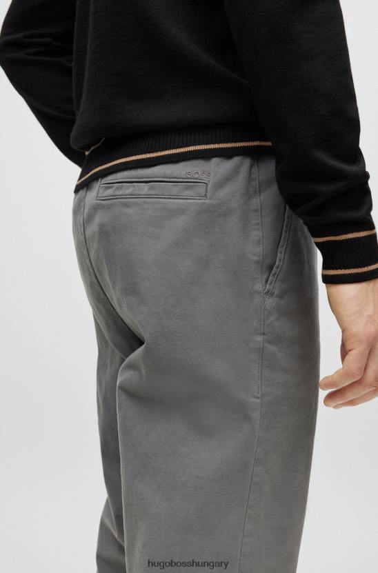Hugo Boss hugo vékony szabású nadrág sztreccs pamut gabardin sötétszürke színben 80P64446 sötétszürke