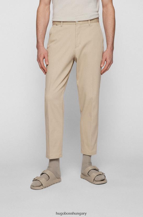Hugo Boss hugo világos bézs szűkülő szabású nadrág mikromintás sztreccs pamutból 80P63617 világos bézs