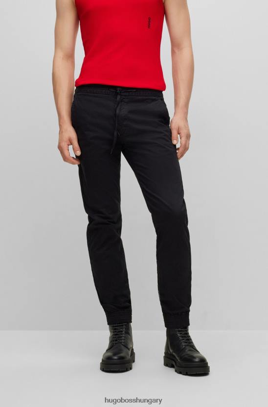Hugo Boss karcsú, mandzsettázott chinos sztreccs pamut gabardin fekete hugo színben 80P62694 fekete