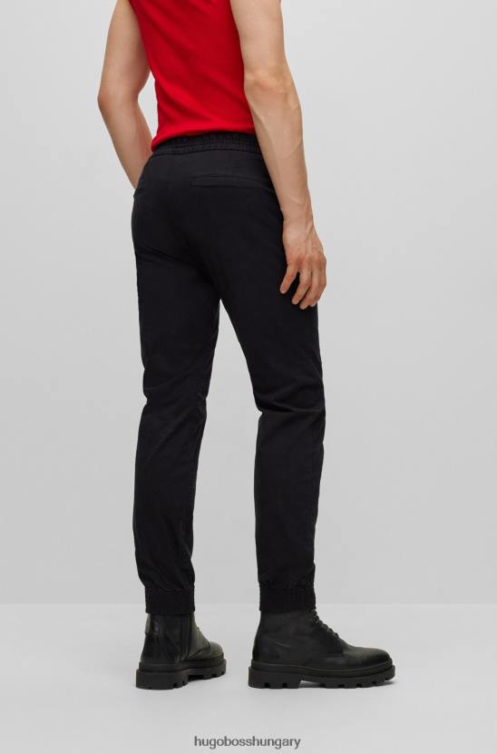 Hugo Boss karcsú, mandzsettázott chinos sztreccs pamut gabardin fekete hugo színben 80P62694 fekete