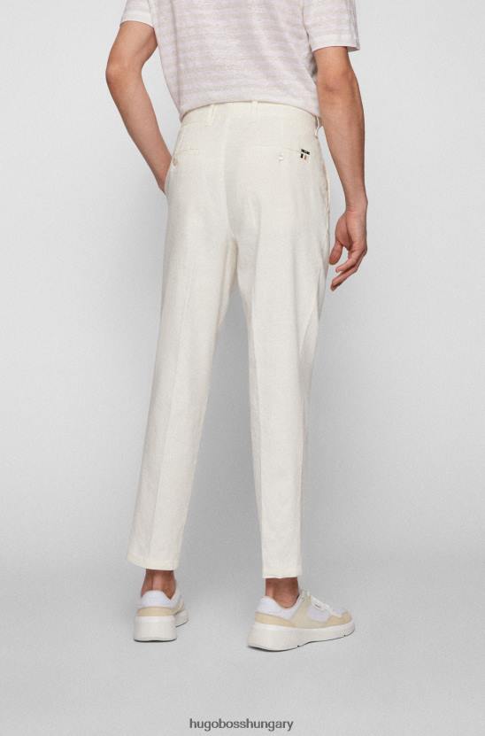 Hugo Boss keskeny szabású nadrág hugo white lenkeverékből 80P63226 fehér