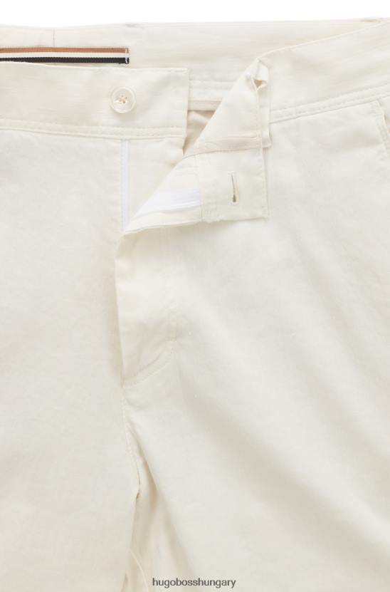 Hugo Boss keskeny szabású nadrág hugo white lenkeverékből 80P63226 fehér