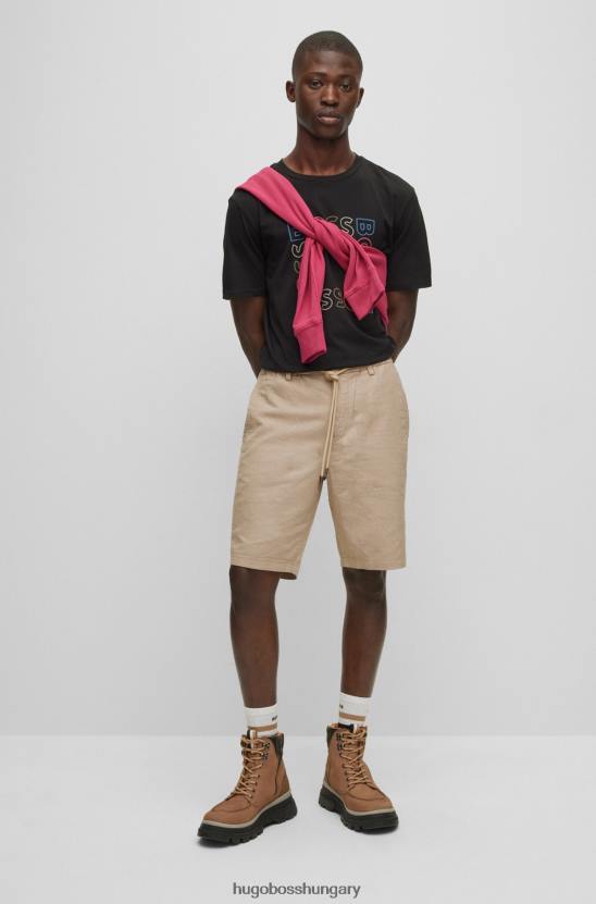 Hugo Boss keskeny szabású rövidnadrág pamutvászon twill világos bézs hugo színben 80P63854 világos bézs