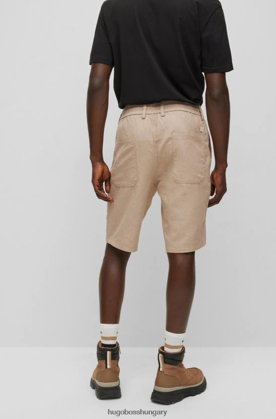 Hugo Boss keskeny szabású rövidnadrág pamutvászon twill világos bézs hugo színben 80P63854 világos bézs