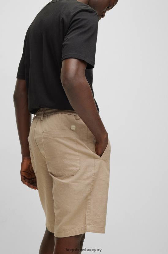 Hugo Boss keskeny szabású rövidnadrág pamutvászon twill világos bézs hugo színben 80P63854 világos bézs