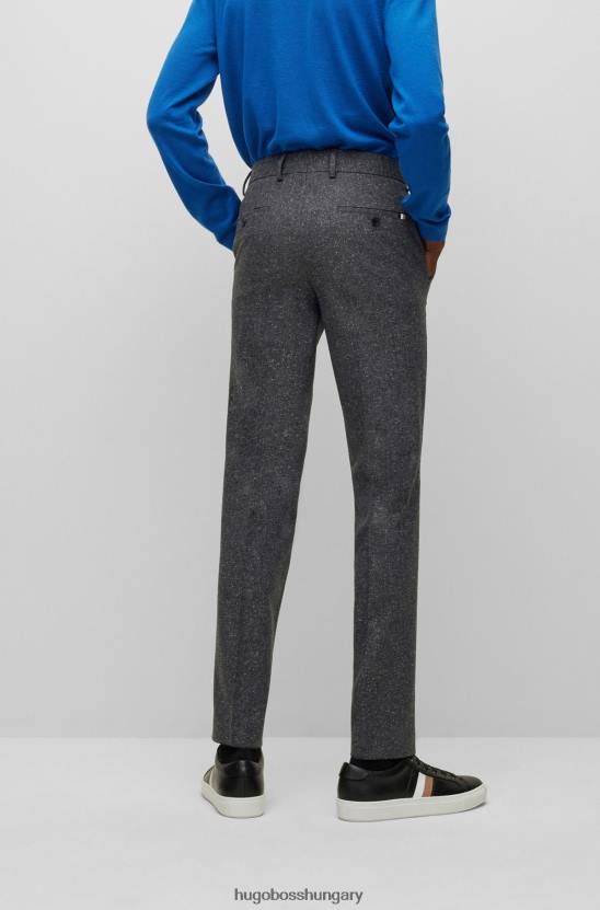 Hugo Boss mikromintás nadrág gyapjúkeverékből, selyem sötétszürke hugóval 80P62753 sötétszürke