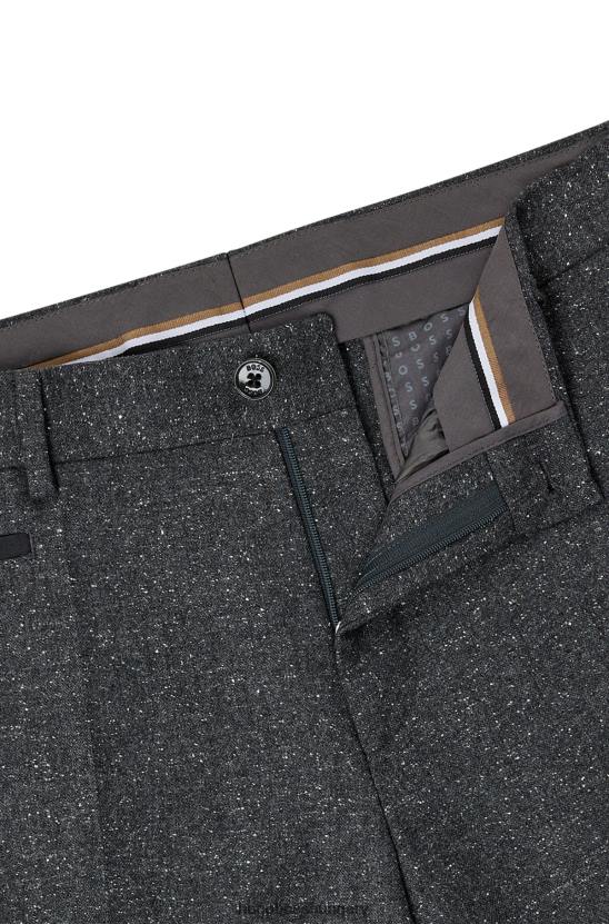 Hugo Boss mikromintás nadrág gyapjúkeverékből, selyem sötétszürke hugóval 80P62753 sötétszürke
