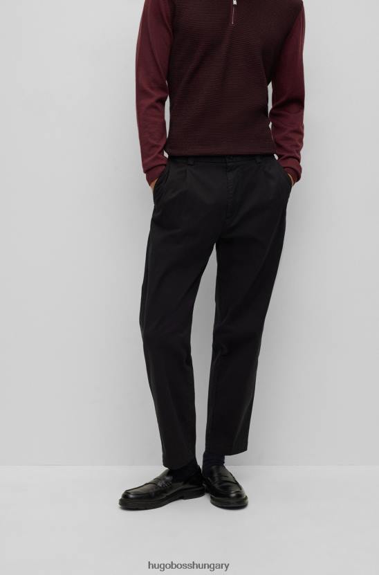 Hugo Boss szűkülő szabású nadrág sztreccs pamut gabardin hugo fekete színben 80P61859 fekete