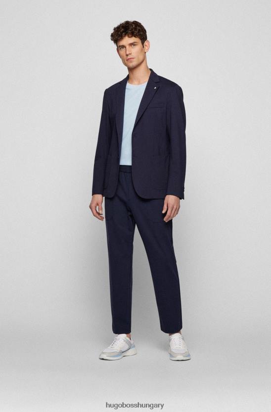 Hugo Boss szűkített szabású nadrág sztreccs dzsörzé sötétkék hugo anyagból 80P62074 sötétkék