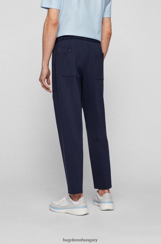 Hugo Boss szűkített szabású nadrág sztreccs dzsörzé sötétkék hugo anyagból 80P62074 sötétkék