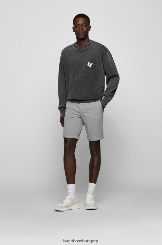 Hugo Boss szürke vékony szabású sztreccs pamut twill hugo rövidnadrág 80P64584 szürke