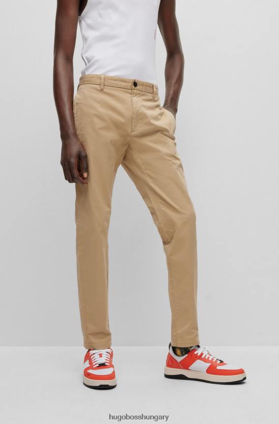Hugo Boss vékony szabású chinos sztreccs pamut gabardin bézs hugo színben 80P62501 bézs